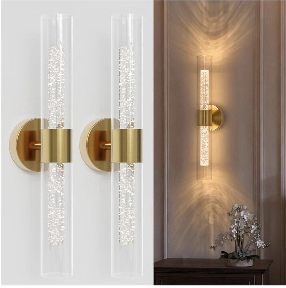 Soraglitium Battery LED Wall Sconce 2-Pack Gold 21.5in Dimmable Rechargeable